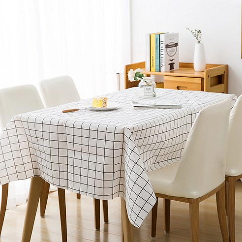 더자카 심플 패턴 방수 테이블보 10p, 화이트, M(137 x 137 cm), 10개