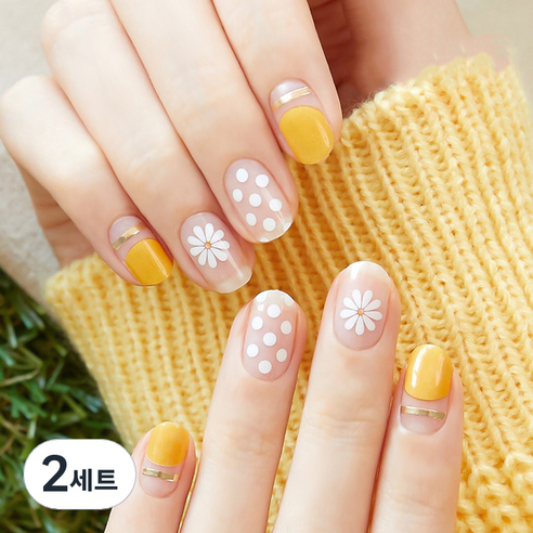 젤리넬리 네일스티커, 옐로데이지, 2세트