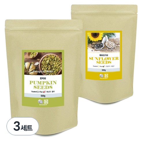 견과공장 호박씨 + 해바라기씨 세트, 500g, 3세트
