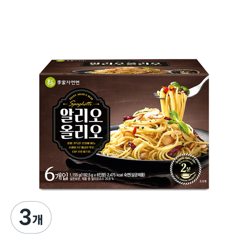이가자연면 알리오올리오 파스타 6p, 1.155kg, 3개
