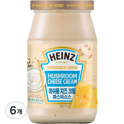 하인즈 머쉬룸 치즈 크림 파스타 소스, 350g, 6개