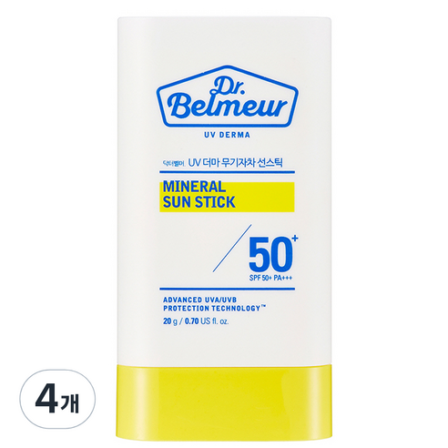 더페이스샵 닥터벨머 UV 더마 무기자차 선스틱 SPF50+ PA+++, 20g, 4개