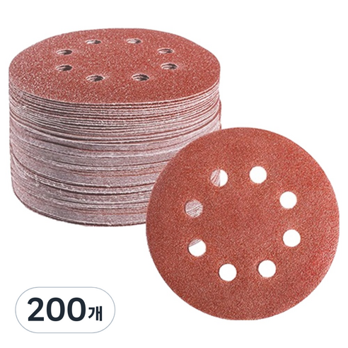 OON 원형 사포 샌딩 페이퍼 8홀 1500방 125mm, 200개