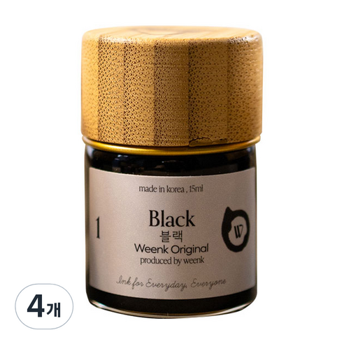 윙크 미니 병잉크 15ml, No 1 블랙, 4개