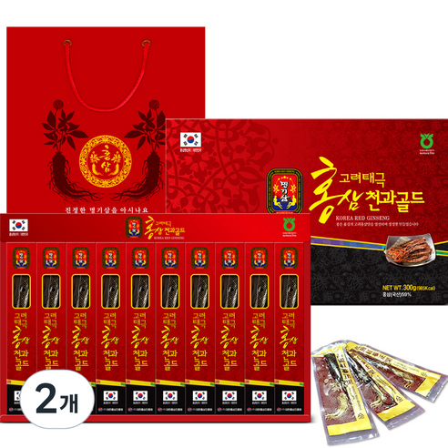 명기삼 고려태극 홍삼 천과골드 10p + 쇼핑백, 300g, 2개