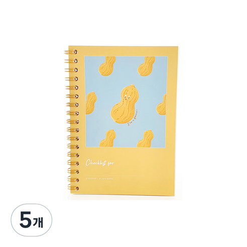 제이로그 체크리스트 노트 50매 A6, 아임 땅콩, 5개