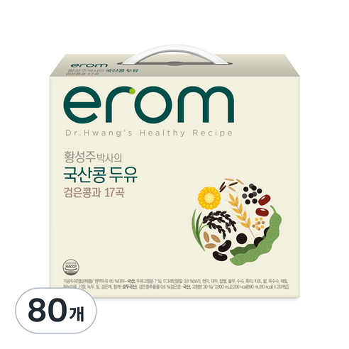 이롬 황성주 박사의 검은콩과 17곡 두유, 190ml, 80개