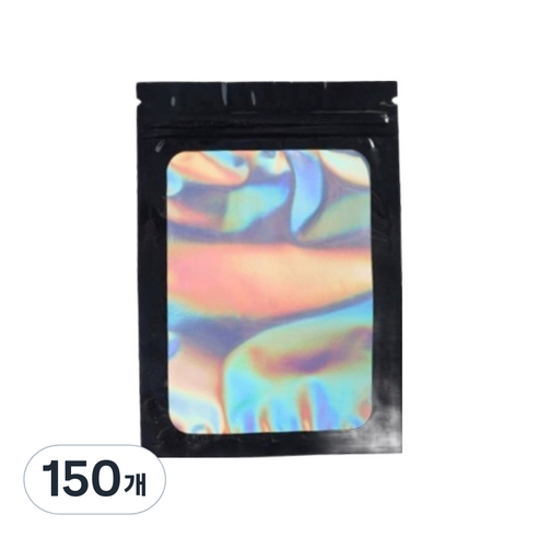 올하이 컬러풀 오로라 다용도 OPP 소품 포카 포장 지퍼백 슬리브 포장봉투 7.5 x 10 cm, 150개, 블랙