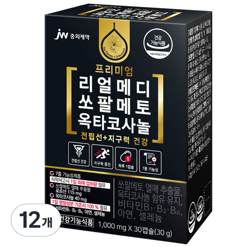 JW중외제약 리얼메디 쏘팔메토 옥타코사놀 30g, 30정, 12개