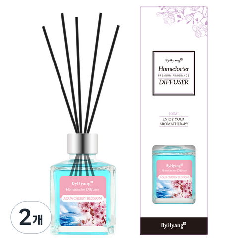 바이향 리프레싱 홈닥터 디퓨져 100ml, 아쿠아 체리 블라썸, 2개