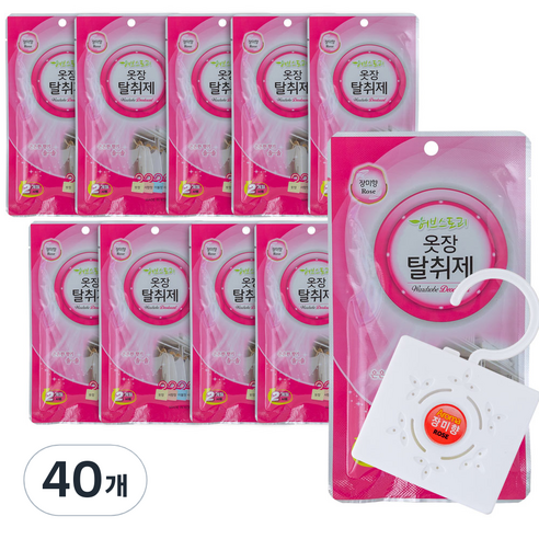 허브스토리 아로마 옷장탈취제 장미향, 40개, 1g
