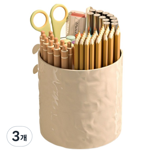 캐시리치 다용도 펜꽂이 데스크 오거나이저 12.5 x 13 cm, 화이트, 3개