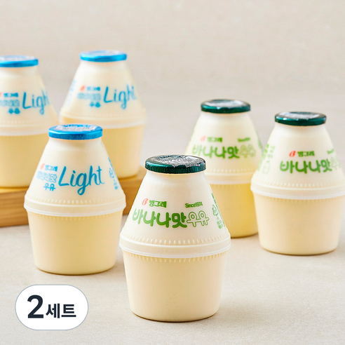 바나나맛우유 240ml x 3개입 + 바나나맛우유 라이트 240ml x 3개입 세트, 1.44L, 2세트