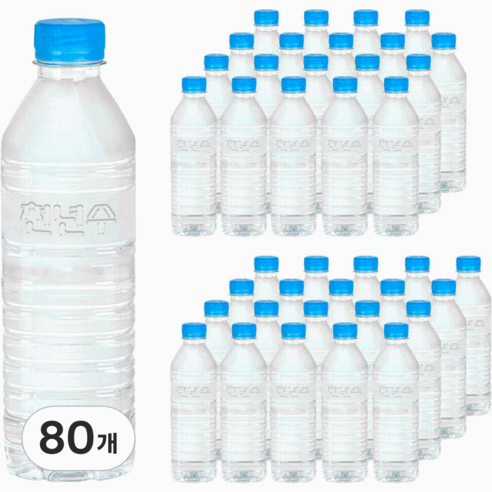 천년수 무라벨 생수, 500ml, 80개