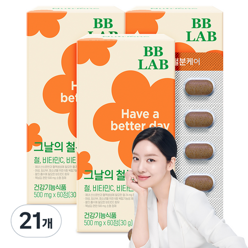 비비랩 그날의 철분 케어 비타민C 비타민B, 60정, 21개