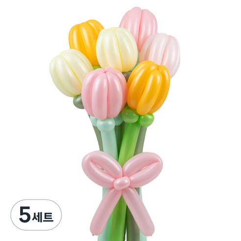 셈퍼텍스 요술풍선 데이지 튤립 꽃다발 만들기 세트, 튤립 4색혼합, 5세트