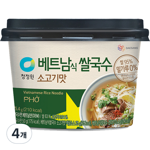 청정원 베트남식 쌀국수 소고기맛, 75.4g, 4개