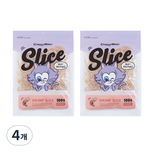캐티맨 슬라이스 고양이 간식 새우 100g, 4개