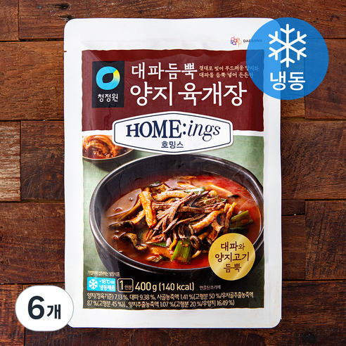 청정원 호밍스 대파듬뿍양지 육개장 (냉동), 400g, 6개