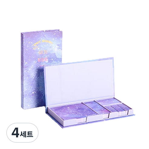 접착메모지 케이스 세트, 별이빛나는하늘소박한생활, 1개입, 4세트