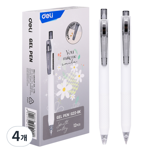 델리 노크식 칼라 젤펜 0.5mm EG22 12p, 블랙, 4개