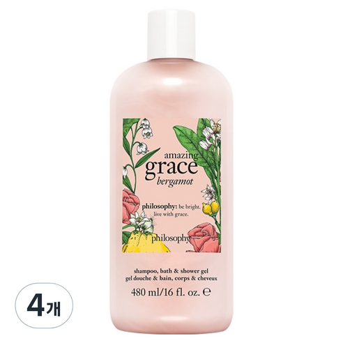필로소피 어메이징 샤워젤 베르가못, 480ml, 4개