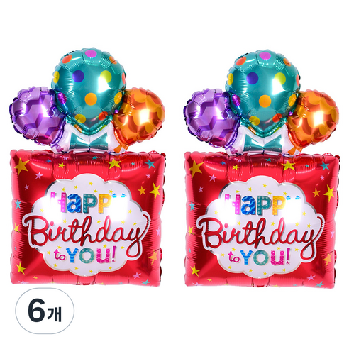 조이파티 생일선물 은박풍선, 레드, 6개