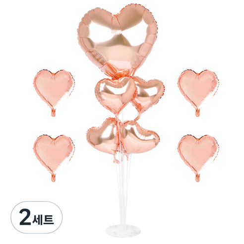 파티쇼 풍선꽂이장식세트 70cm, 하트로즈골드, 2세트