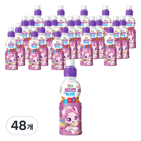 웅진 캐치티니핑 멀티비타민 미네랄 음료 포도맛, 200ml, 48개