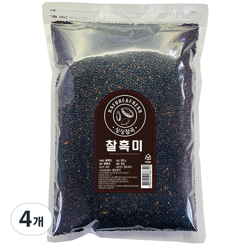 싱싱잡곡 찰흑미, 4개, 800g
