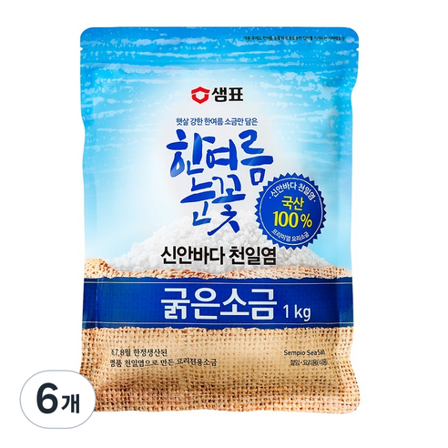 샘표 한여름눈꽃 굵은소금, 1kg, 6개