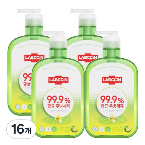 랩신 항균 주방세제 라임향, 16개, 750ml