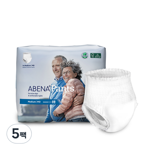 아베나 남녀공용 라이트 팬티 성인기저귀, 중형, 14개입, 5개