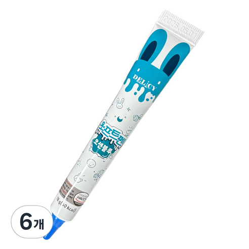 델리시 상상앤드 굳지 않는 데코 초코 크림 소프트펜 오션블루, 6개, 18g