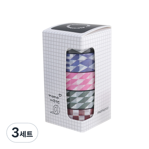 모모팝 모모마테 체커보드 마스킹테이프 5종 세트, black, green, bule, wine, pink, 3세트