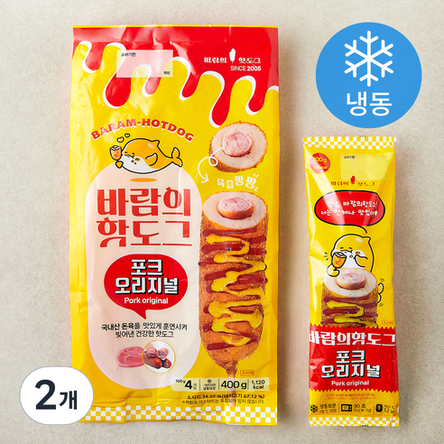 바람의핫도그 포크오리지널 (냉동), 100g, 4개입, 2개