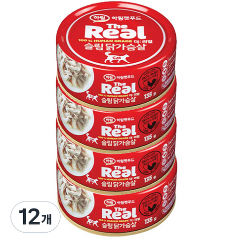 하림펫푸드 더리얼 DOG 슬림 캔 강아지 간식, 135g, 12개
