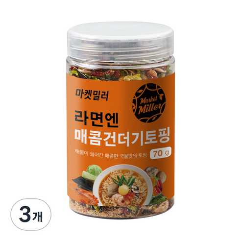 마켓밀러 라면엔 매콤 건더기 토핑, 70g, 3개