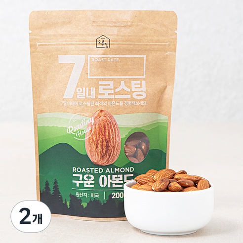 오볶집 7일내 로스팅 구운아몬드, 200g, 2개