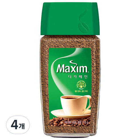 맥심 디카페인 병커피, 175g, 4개