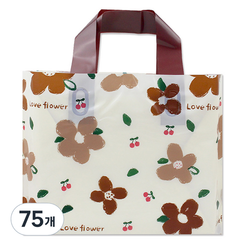 아이엔피 LDPE 손잡이 비닐백 중 35 x 25 cm, 08 브라운플라워, 75개