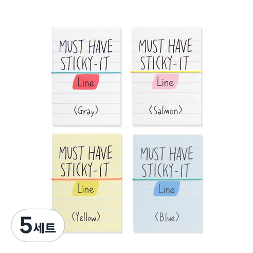 왈가닥스 머스트 해브 스티키 점착메모지 4p, Line, 5세트