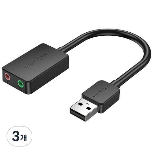 벤션 이어폰 마이크 분배기 타입 USB 사운드카드 외장형, CDYB0, 3개
