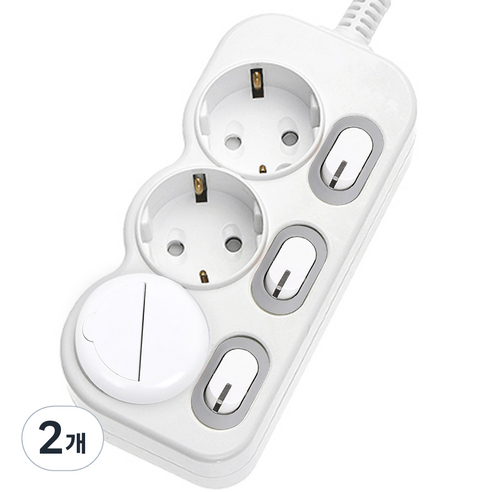 에코파워탭 LED 개별 절전 멀티탭 3구 EPM-L203, 2m, 2개