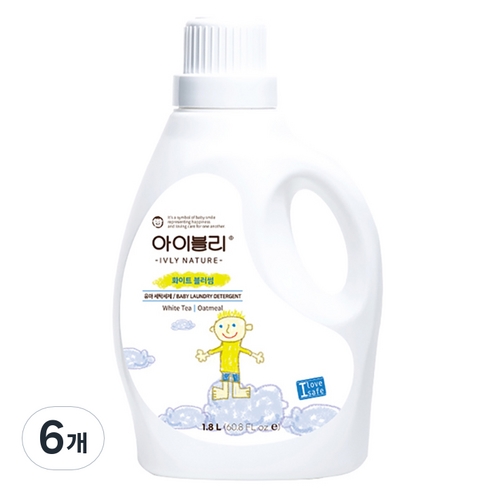 아이블리네이처 오트밀 유아세제 화이트 블러썸향 1.8L, 6개, 1800g