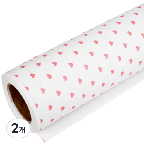 솔로몬샵 포인트하트 종이롤 포장지 대, 핑크, 2개