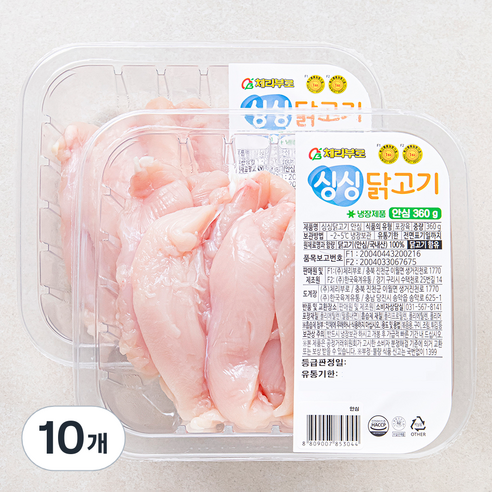 체리부로 싱싱 닭고기 안심, 360g, 10개