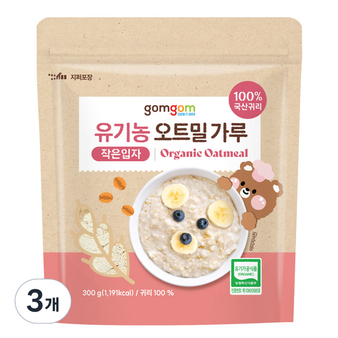 곰곰 유기농 오트밀 가루, 3개, 300g