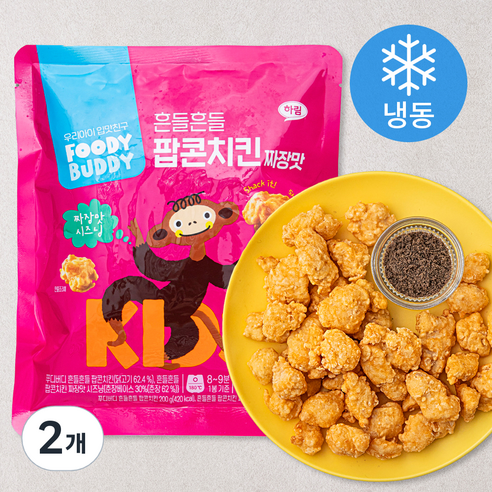 푸디버디 흔들흔들 팝콘치킨 짜장맛 (냉동), 207g, 2개