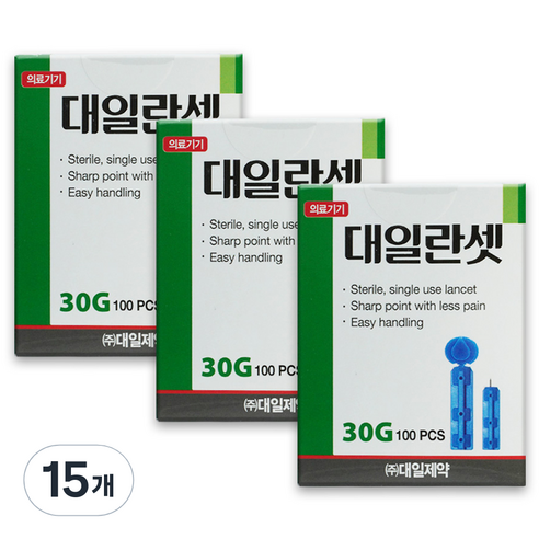 대일제약 란셋 일회용 수동 채혈침 30G, 15개, 100개입